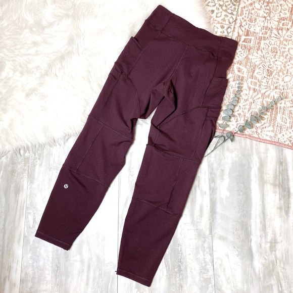 Lululemon Maroon Om & Roam Untight Tight Yoga Travel Athliesure Size 4 - Picture 2 of 14